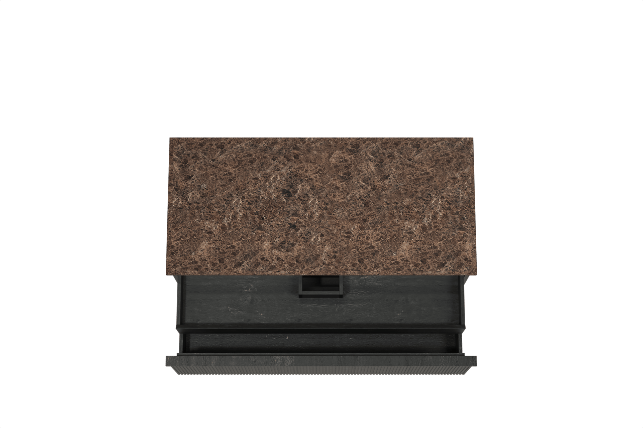 Balmani Forma meuble salle de bains suspendu 120 x 55 cm chêne noir avec Stretto tablette simple ou double en marbre dark emperador, Nervure droite symétrique verticale