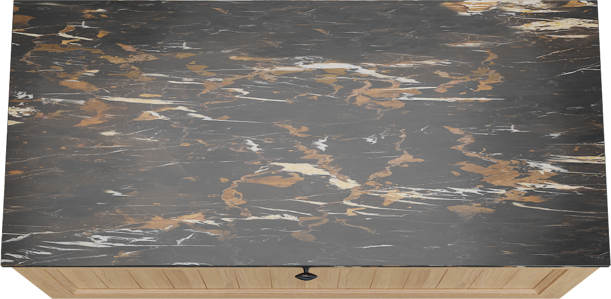 Balmani Lemon zwevend badkamermeubel 120 x 55 cm, fineer natuur eik met Stretto enkel tablet in portoro gold