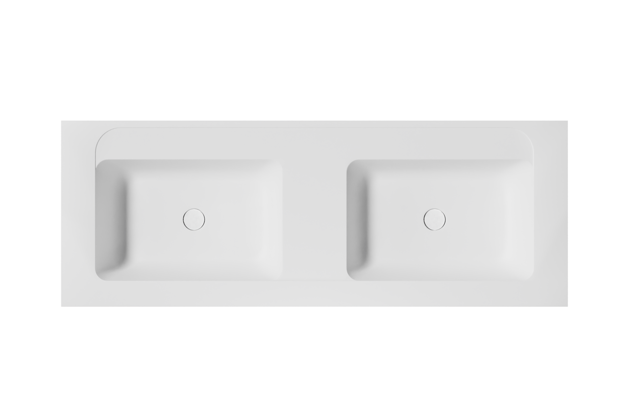 Balmani Tablo Strada Doppelwaschtisch Marmorkomposit (Weiß Matt) 150 x 55 cm