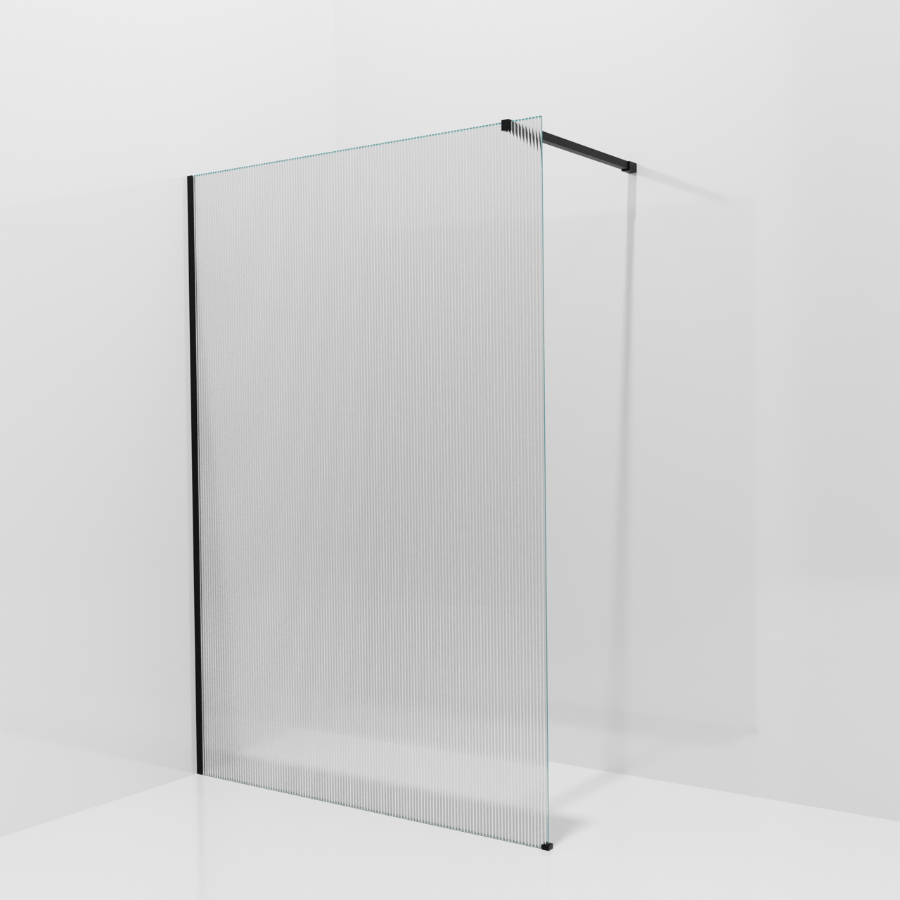 Balmani Modular Walk-In Dusche: 140 x 200 cm, Ribs, inklusive Coating, Profil Schwarz matt