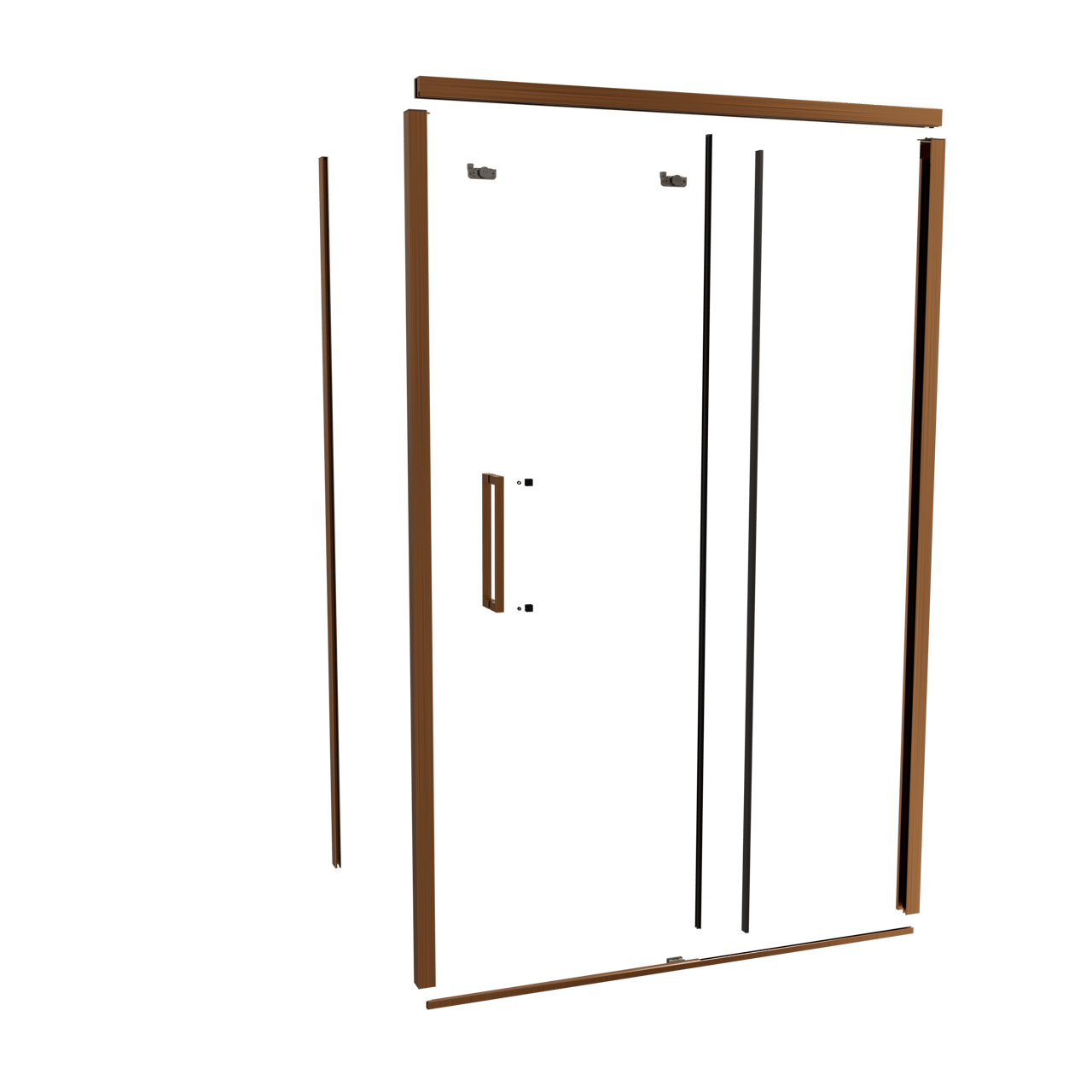 Balmani Senses Design 140 cm rechts douchecabine met schuifdeur profielenset brushed rosegold