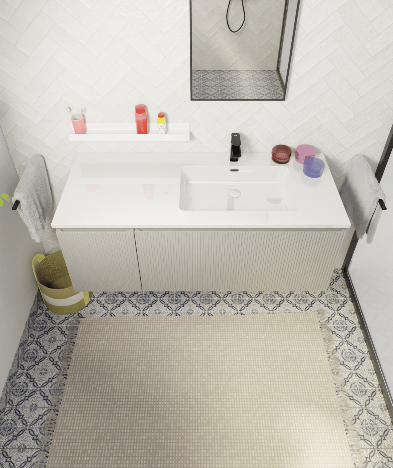 Storke Ribs zwevende wastafelonderkast 95 x 52 cm zijdegrijs 2 lades