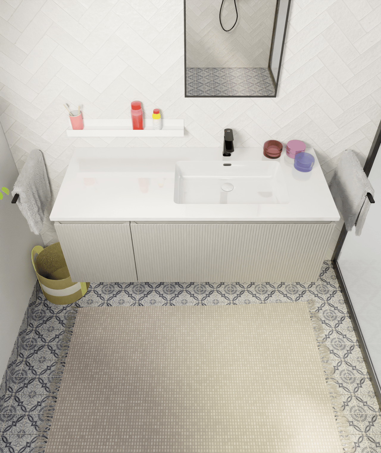 Storke Ribs hängender Waschbeckenunterschrank: 35 x 52 cm, Seidengrau