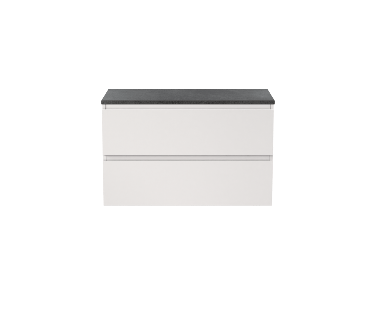 Linie Lado zwevend badkamermeubel 90 x 46 cm mat wit met Lado enkel tablet in melamine leisteen grijs