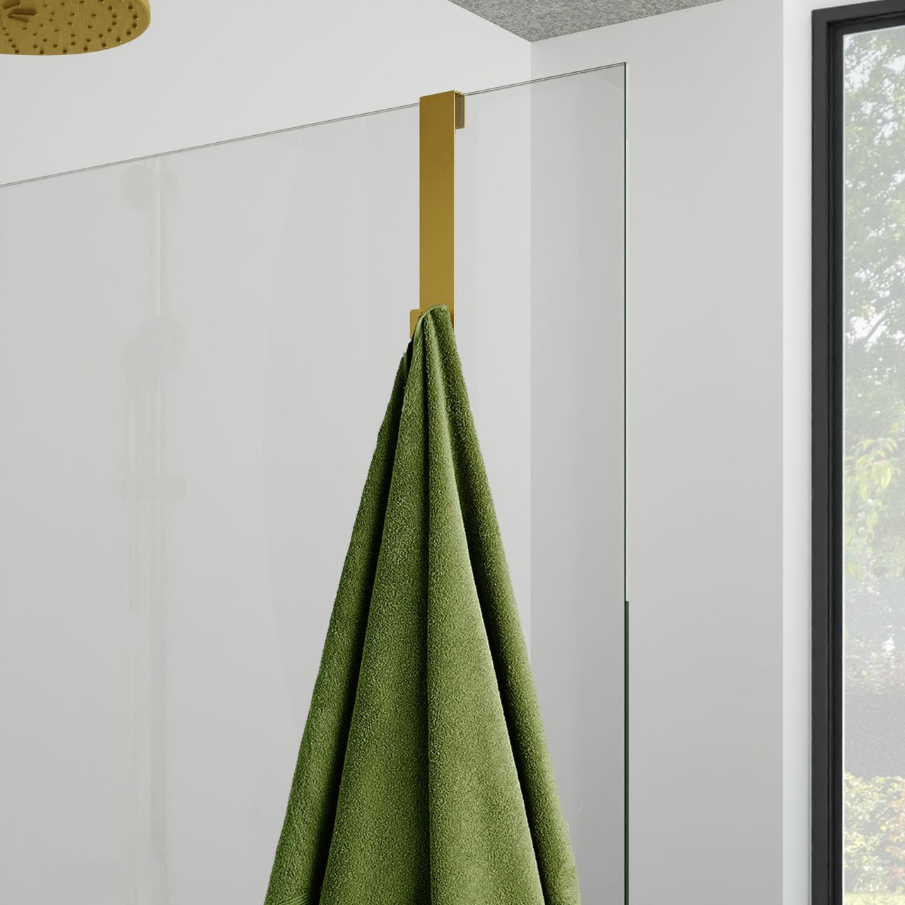 Blaufoss Gulio Duschhalter mit Doppelhaken, Brushed Gold