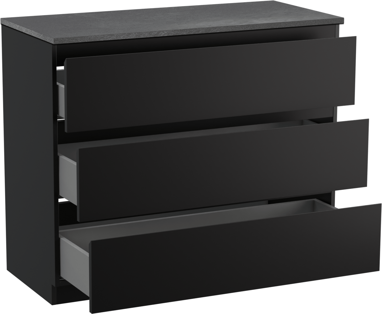 Linie Lado freistehendes Möbelstück Set: 100 x 46 cm, Schwarz matt, mit Lado Einzel- oder Doppel Waschtischplatte, Melamin Schiefergrau