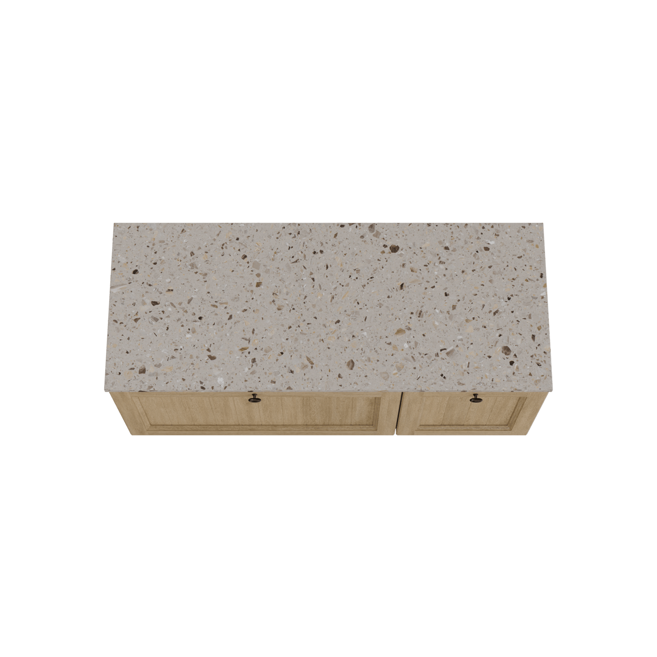 Balmani Lemon meuble salle de bains suspendu 135 x 55 cm chêne vieilli avec Stretto tablette simple ou double en terrazzo greige terrazzo