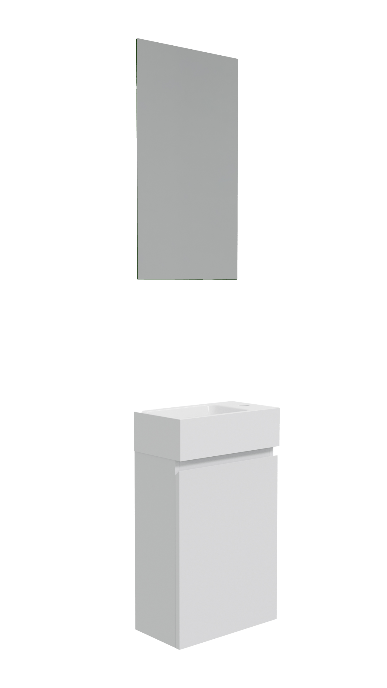 Linie Lado composition de meuble de toilette blanc brillant avec plan marbre composite 40x22cm