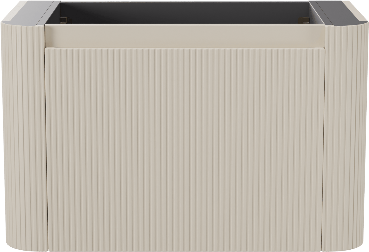 Storke Soft hängendes möbelstück Waschtischunterschränke 80 x 46 cm Sand matt 2 Schubladen Vert. Sym. Rippe