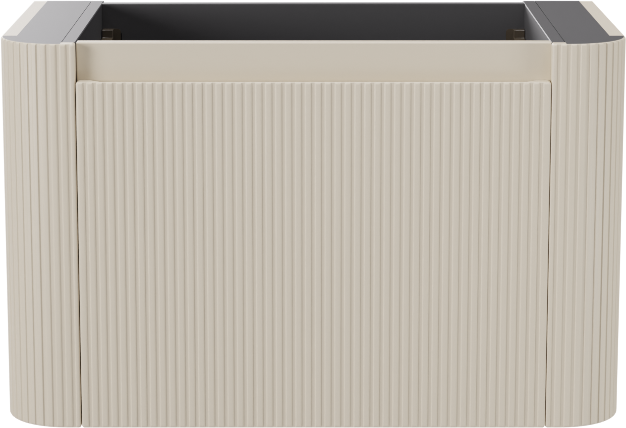 Storke Soft meuble sous-lavabo suspendu 80 x 46 cm Sand mat 2 tiroirs Nervure sym. vert.