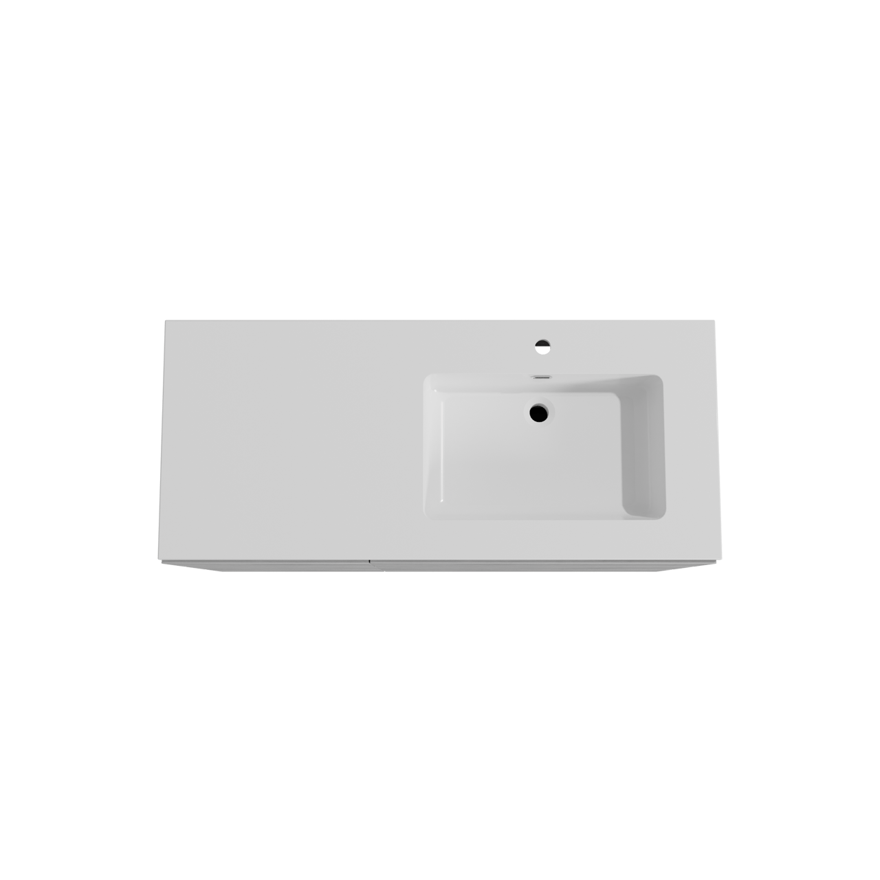 Storke Edge meuble salle de bains à poser 120 x 52 cm béton gris foncé avec Diva plan vasque asymétrique à droite en marbre composite blanc brillant