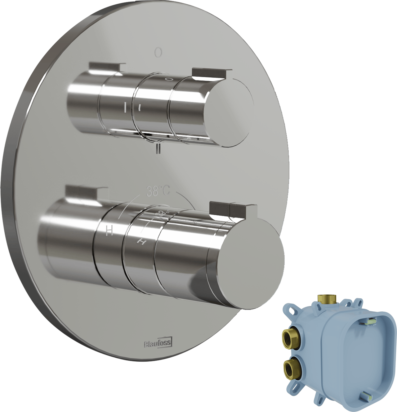 Blaufoss Smartbox Round thermostat de douche encastré, élément encastré inclus