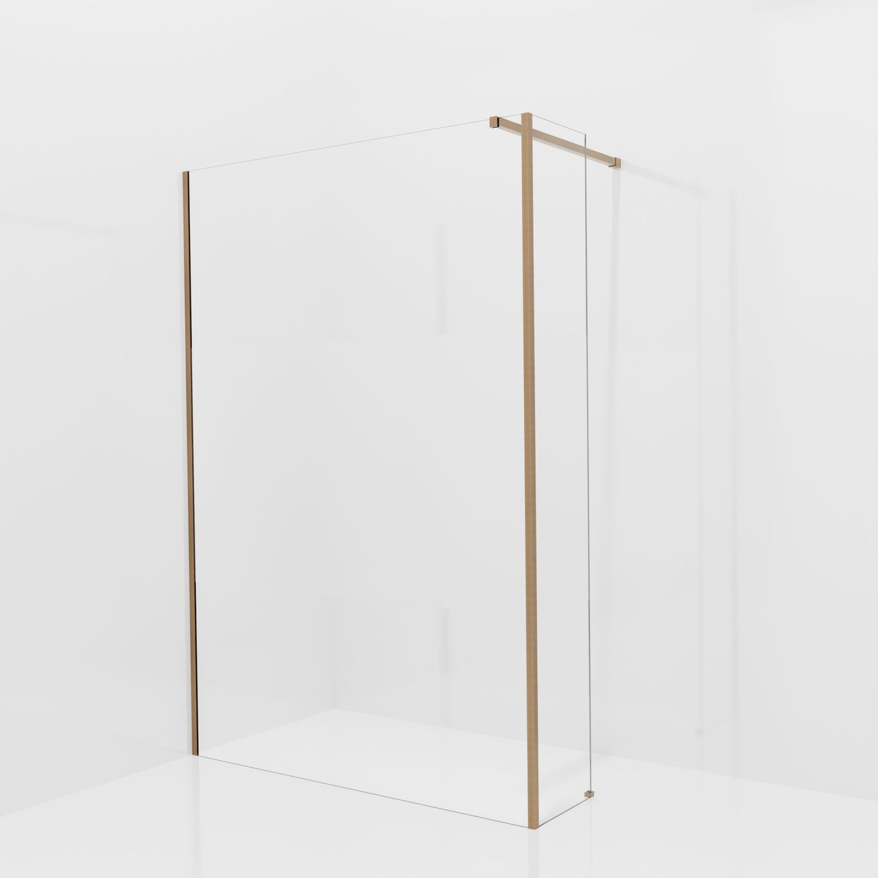 Balmani Modular Walk-In Dusche mit fester Seitenwand: 140 x 200 cm, Klarglas mit mattiertem Streifen, Profil Brushed Rosegold