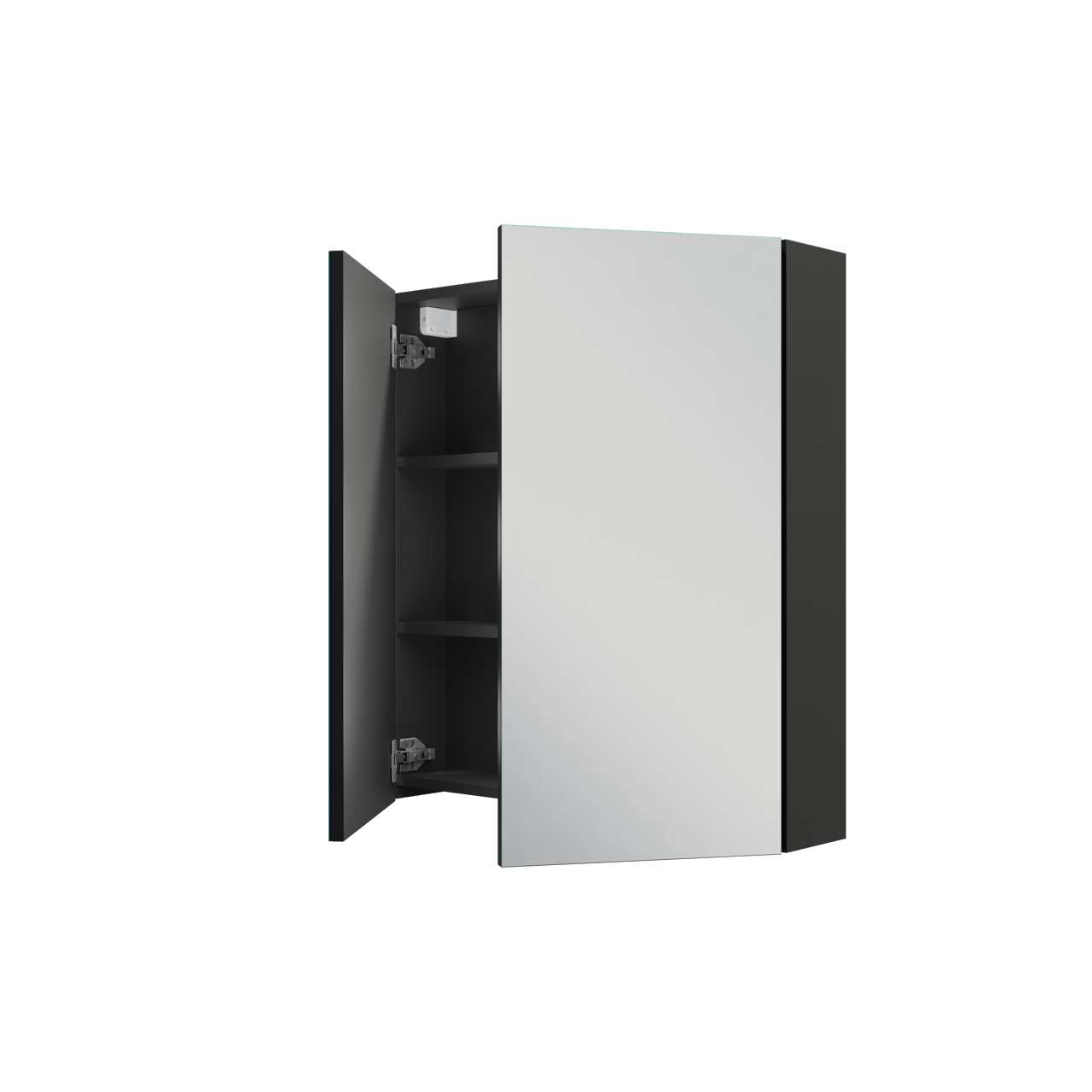 Linie Montro Spiegelschrank Bad: 70 x 75 cm, Schwarz Matt