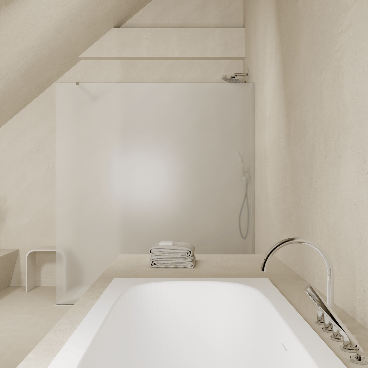 Balmani Modular Walk-In Dusche: 160 x 200 cm, Permafrost, inklusive Coating, Profil Chrom glänzend