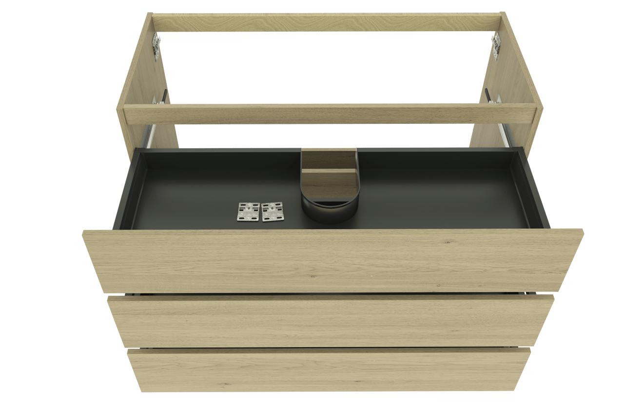 Balmani Lucida staande wastafelonderkast 120 x 55 cm verweerd eiken 3 lades