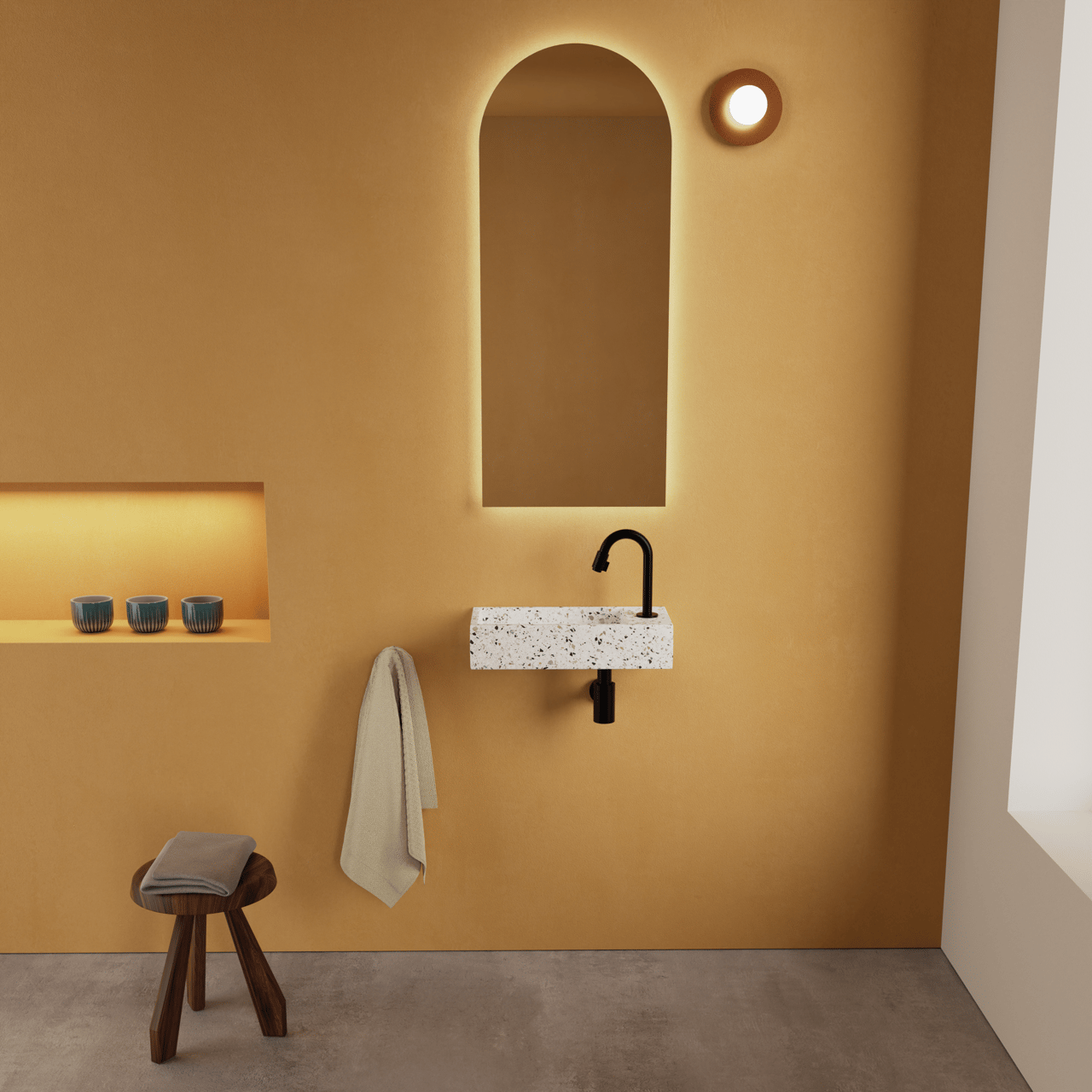 Balmani Mood handenwasser 36 x 18 cm Bianco Nero Terrazzo