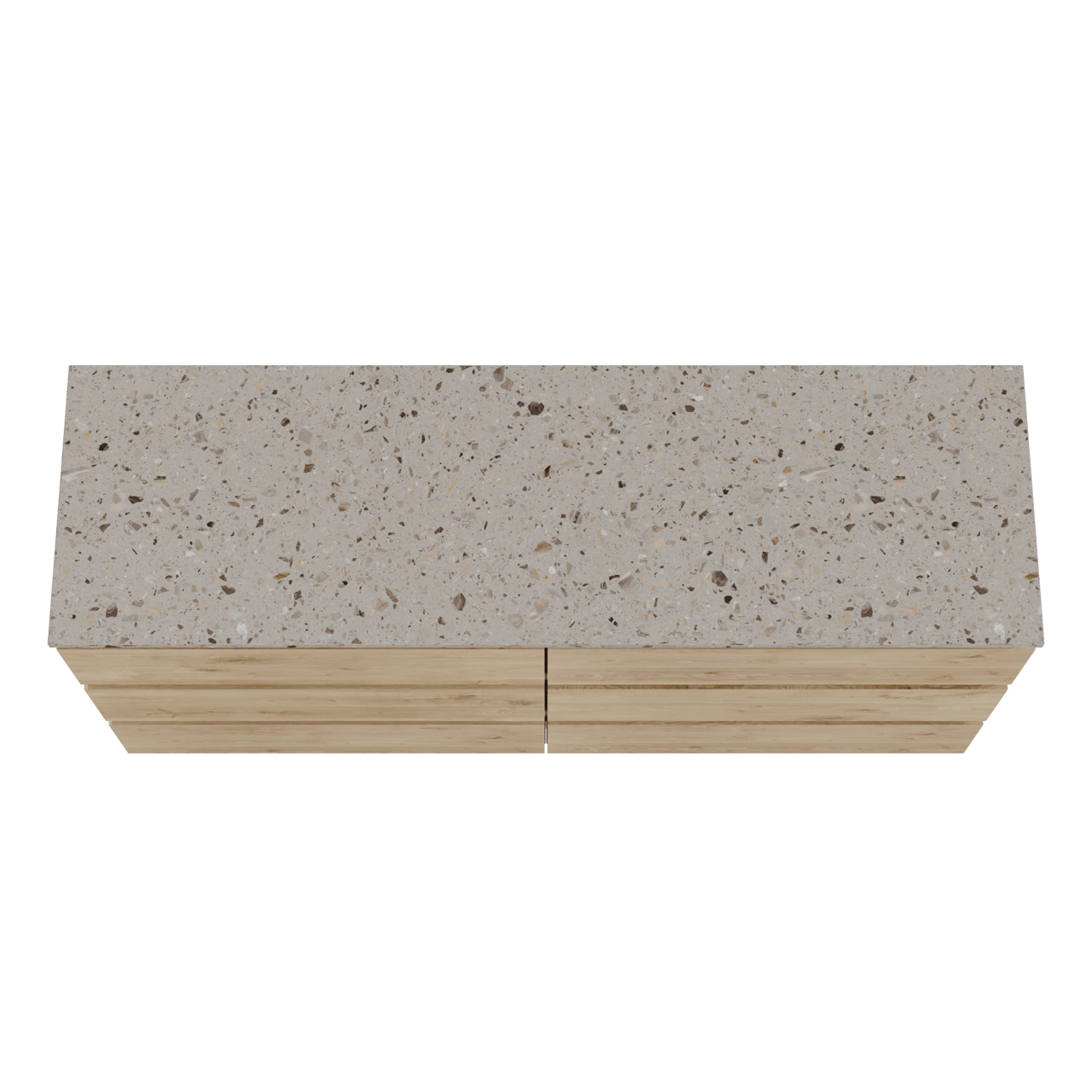 Balmani Lucida staand badkamermeubel 180 x 55 cm ruwe eik met Stretto enkel of dubbel tablet in terrazzo greige terrazzo