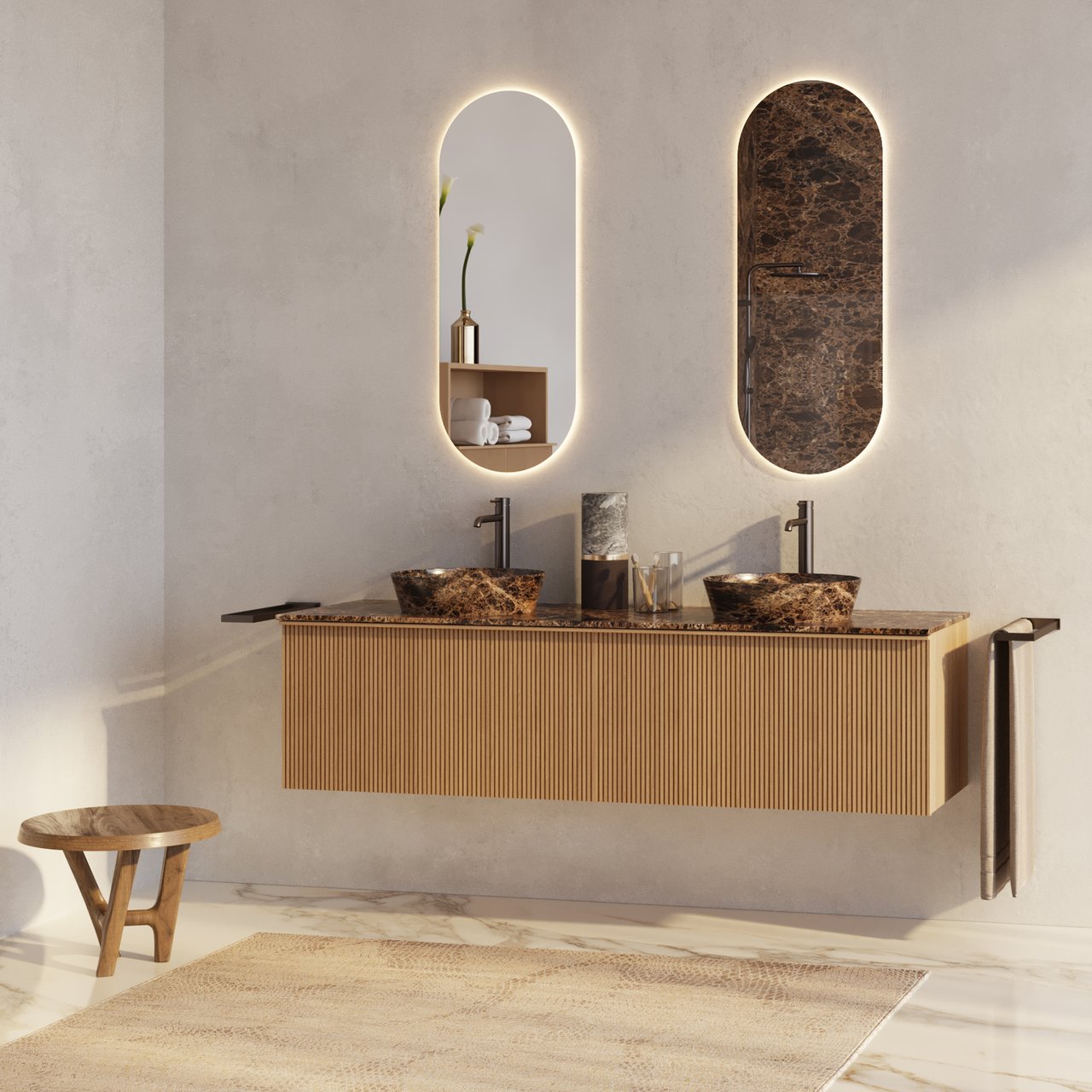 Blaufoss Noma porte-serviette double Brushed GunMetal 41 cm