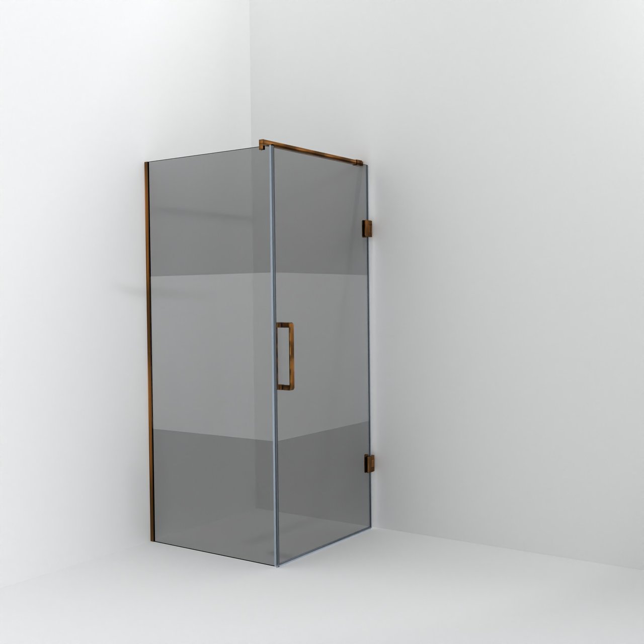 Balmani Modular douche à l'italienne avec porte: 90 x 200 cm avec porte 90 cm, Verre fumé avec bande matte avec coating, Profil Brushed Rosegold