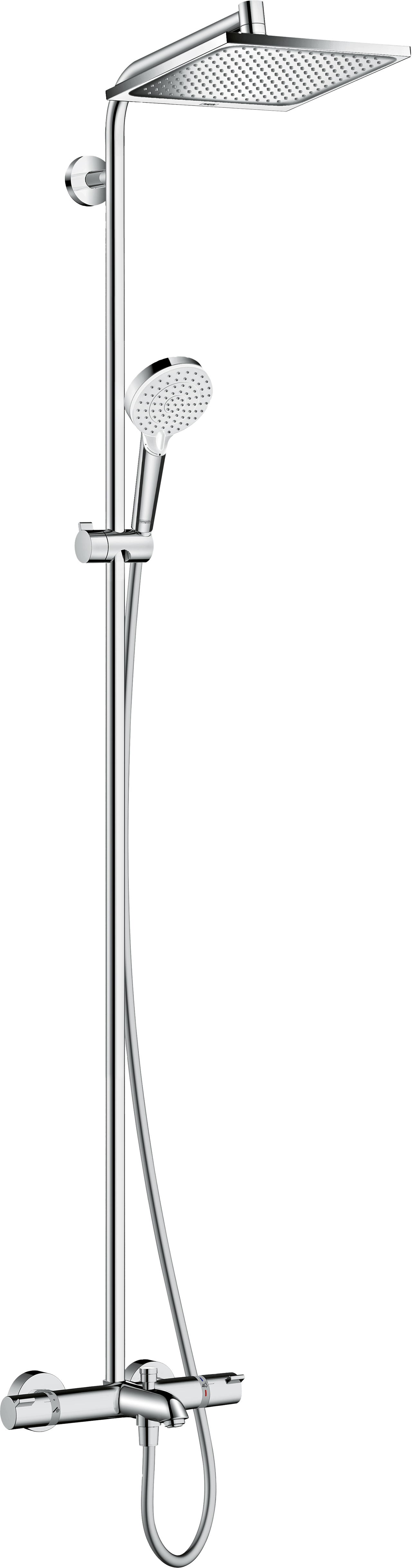 Hansgrohe Crometta E240 colonne de douche de pluie avec robinet de baignoire thermostatique Chrome Brillant