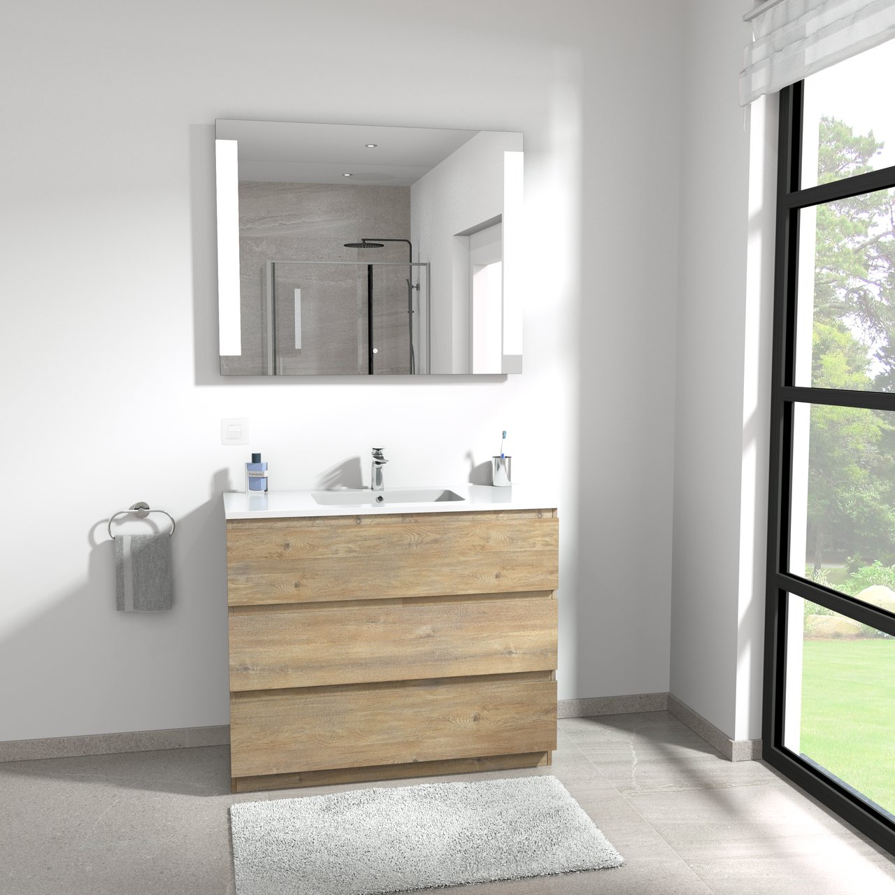 Linie Lunar miroir rectangulaire lumineux 100 x 80 cm