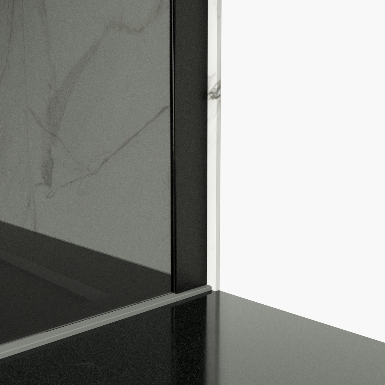 Balmani Modular douche à l'italienne 90 x 200 cm verre fumé avec bande matte profil noir mat