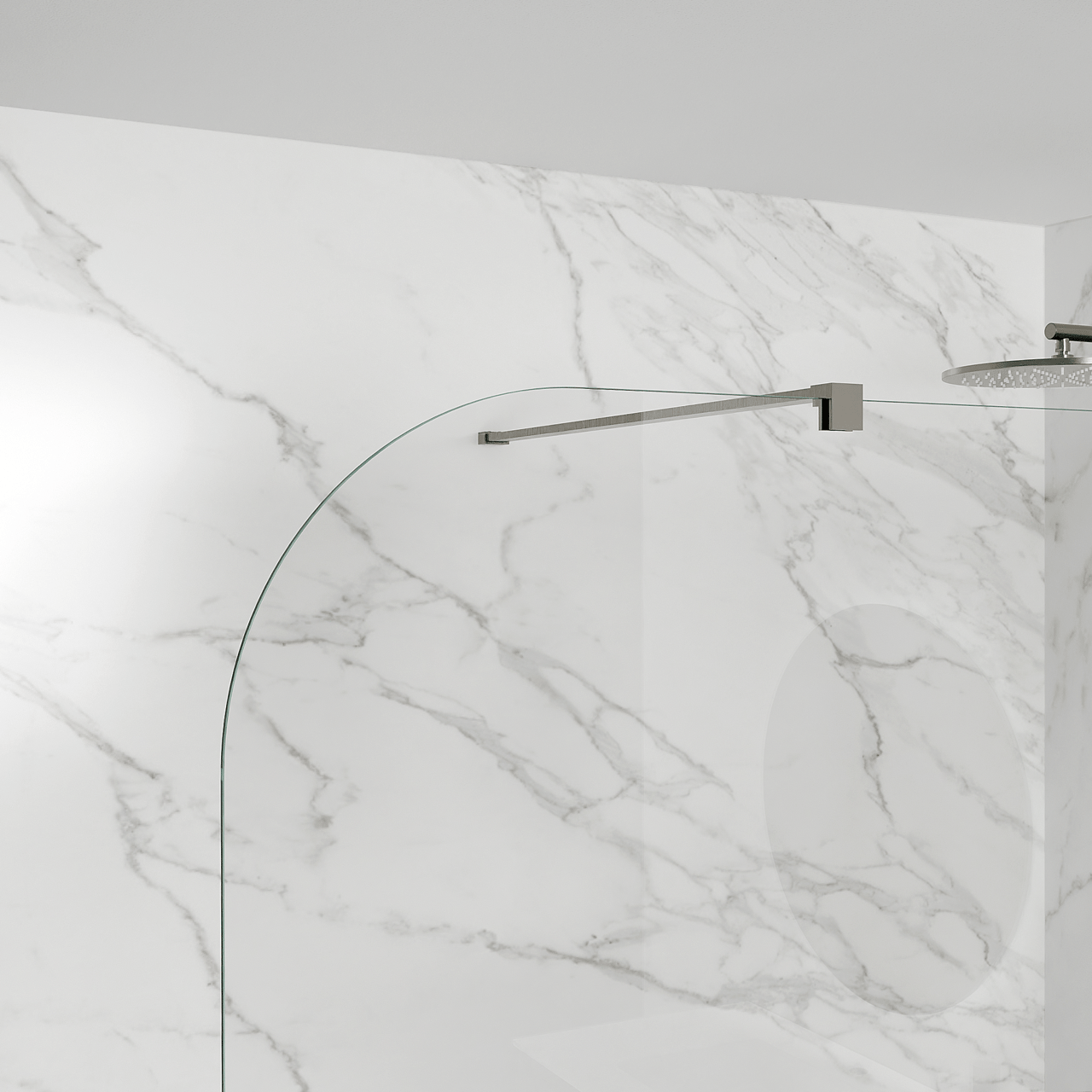 Balmani Modular paroi de douche Verre transparent arrondi 156 x 200 cm