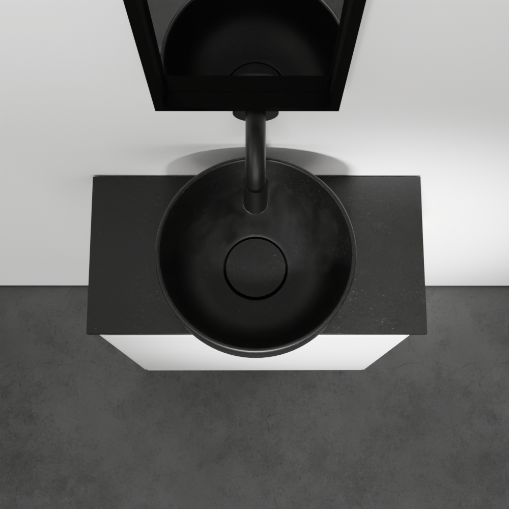 Balmani Mitra meuble wc suspendu 42 x 21 cm blanc mat avec Facetta tablette et Bowl vaque à poser en granite aiguisé