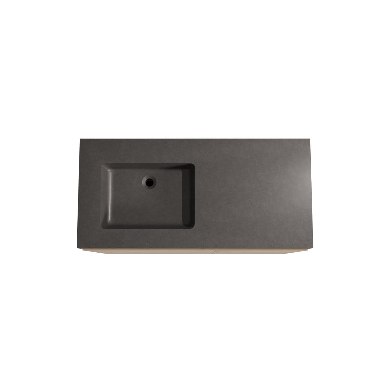 Storke Edge staand badmeubel 110 x 52 cm ruw eiken met Scuro High asymmetrisch linkse wastafel in kwarts mat zwart