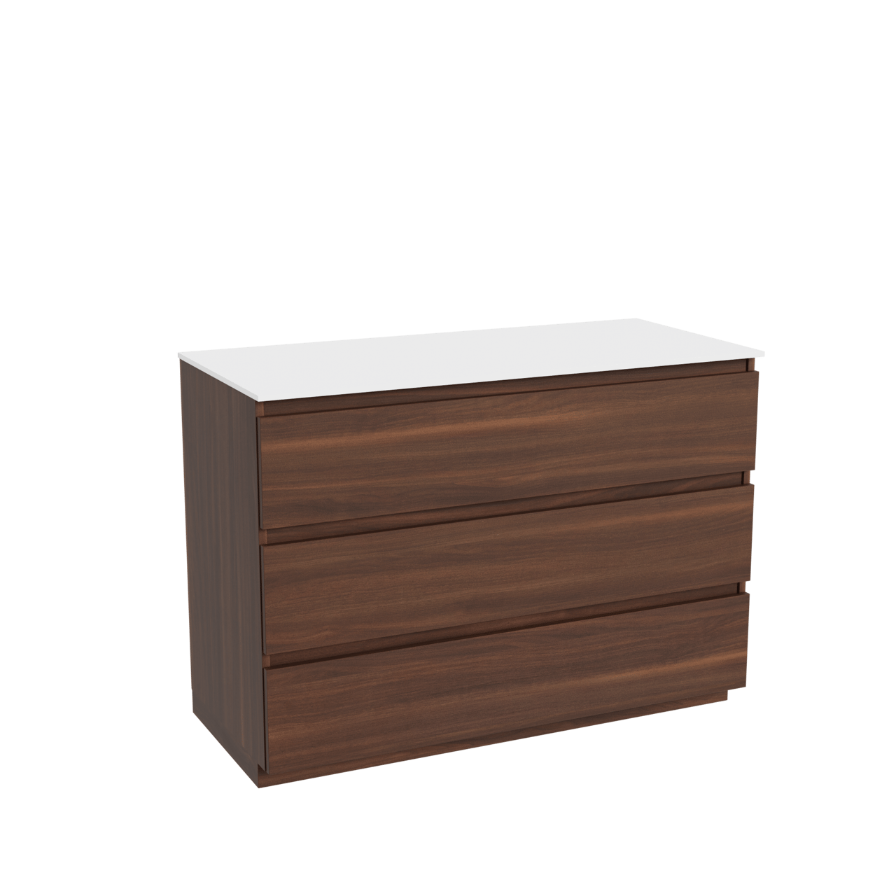 Balmani Lucida meuble salle de bains à poser 120 x 55 cm noyer américain avec Stretto tablette simple ou double en solid surface blanc mat