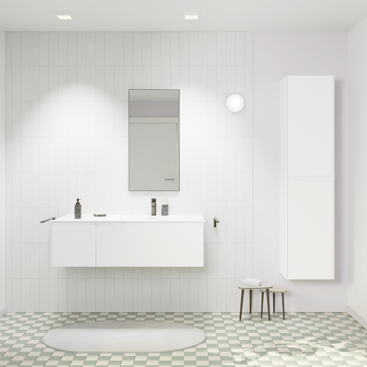 Storke Edge zwevend badmeubel 120 x 52 cm mat wit met Mata asymmetrisch rechtse wastafel in solid surface mat wit