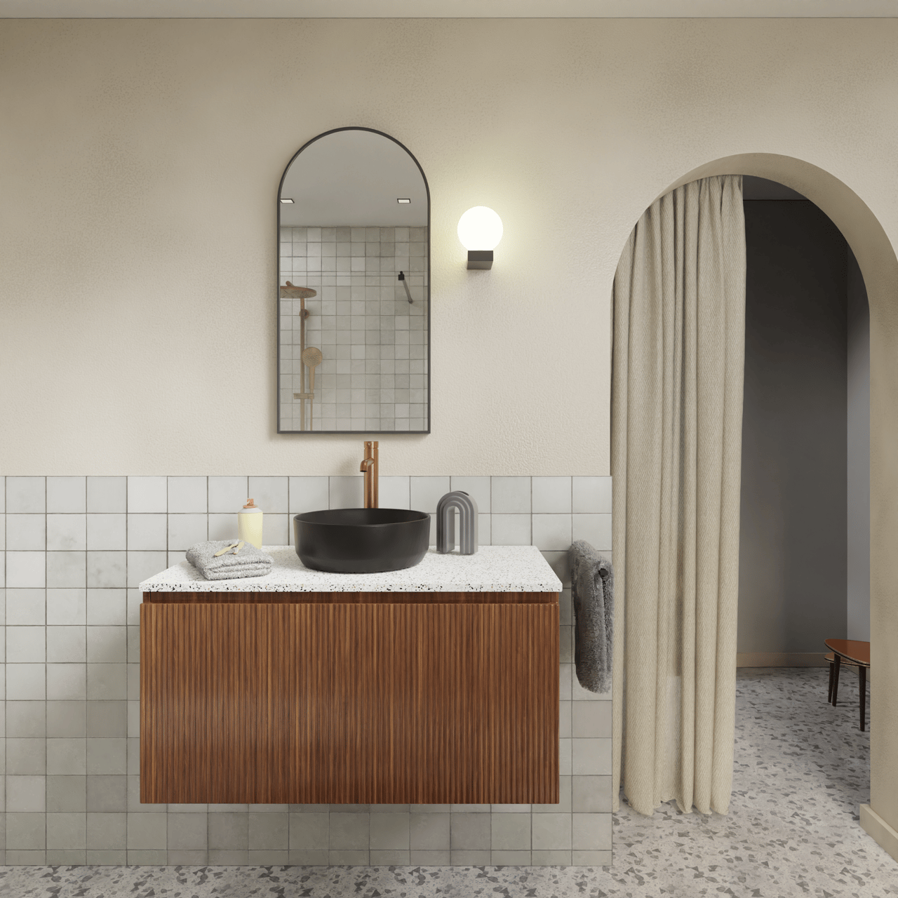 Storke Tavola tablette simple blanc/noir terrazzo mat 95 x 52 cm