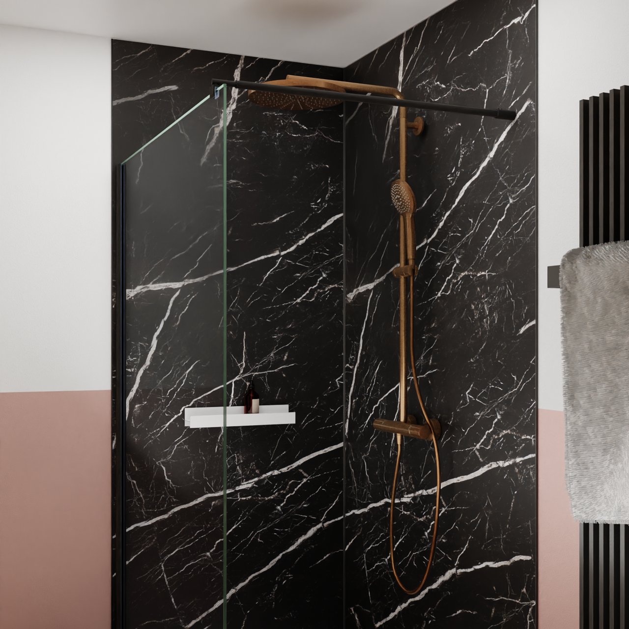 Blaufoss Nola 300 colonne de douche de pluie robinet thermostatique Brushed Rosegold