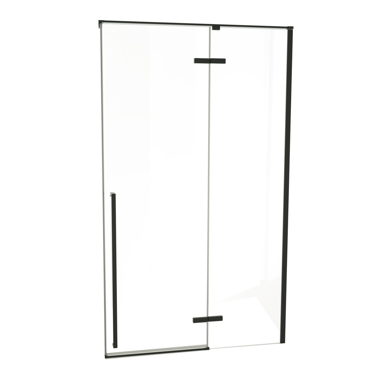 Luca Varess Stilus douchecabine met rechtse draaideur en 2 vaste zijwanden 120 x 90 cm helder glas mat zwart profiel - deur en hardware
