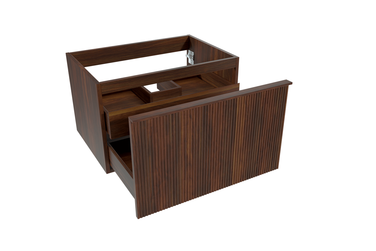 Balmani Forma zwevende wastafelonderkast 75 x 55 cm Amerikaanse notelaar 2 lades vert. sym. groef