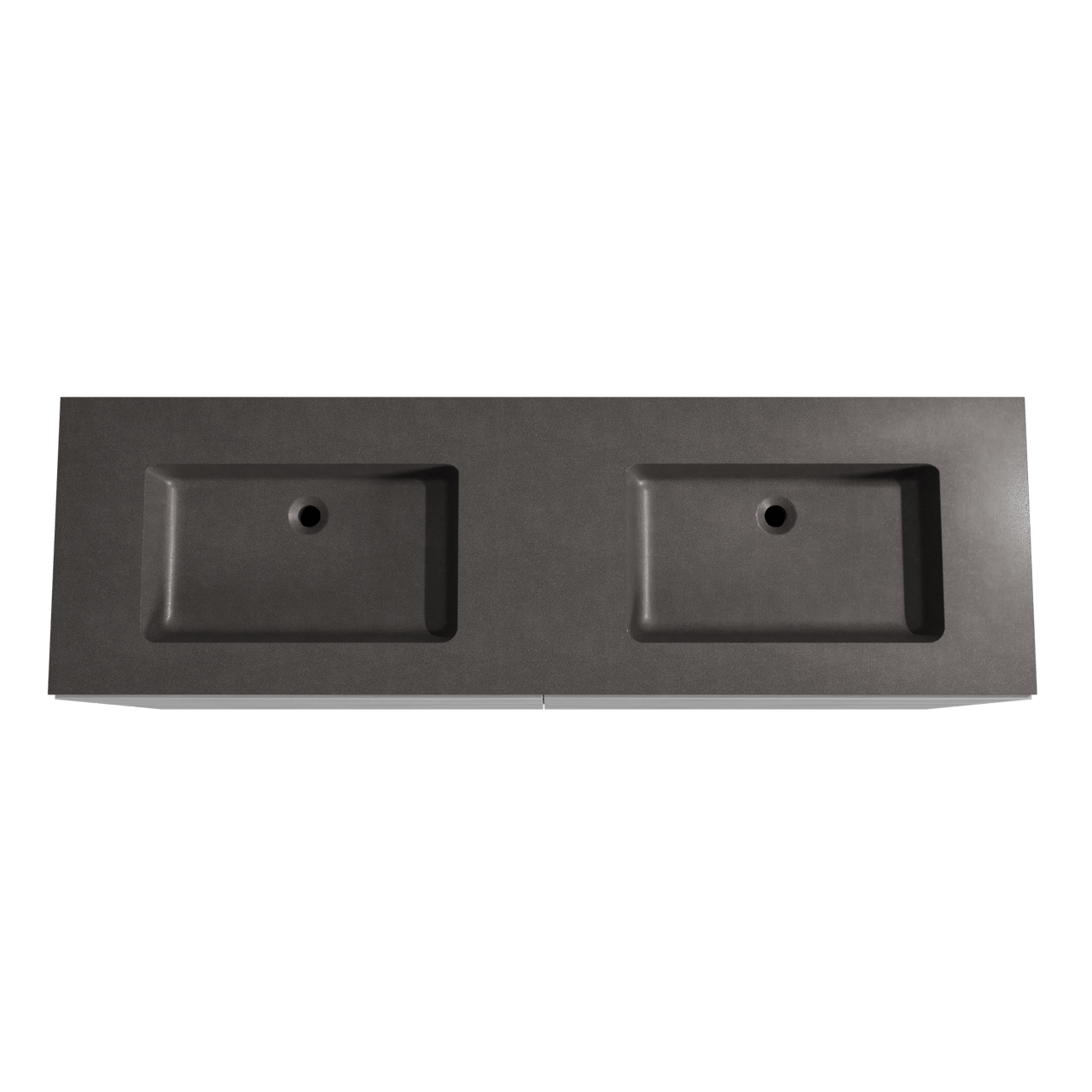 Storke Edge freistehendes Möbelstück Set: 170 x 52 cm, Beton dunkelgrau, mit Scuro Doppelwaschtisch, Quarz Schwarz matt