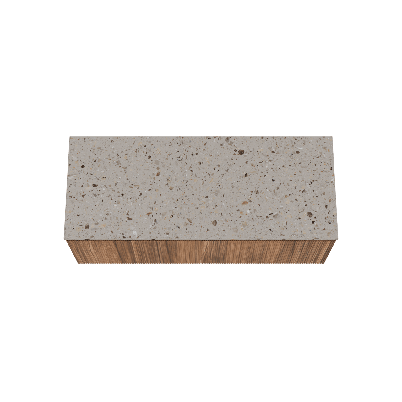 Balmani Fila meuble salle de bains suspendu 135 x 55 cm noyer avec Stretto tablette simple ou double en terrazzo greige terrazzo, Nervure droite symétrique verticale