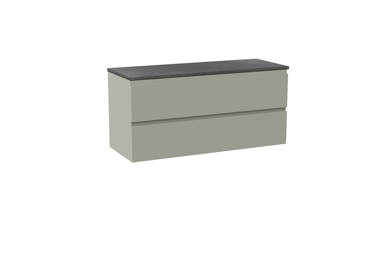 Linie Lado meuble salle de bains suspendu 120 x 46 cm greige avec Lado tablette simple ou double en mélaminé ardoise gris