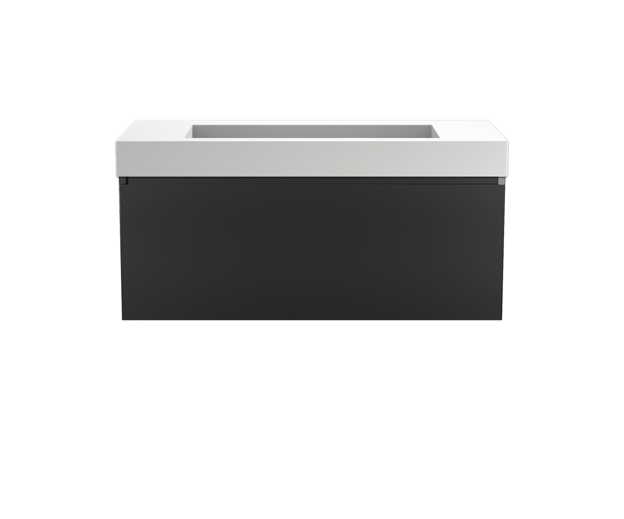 Balmani Idra meuble salle de bains suspendu 120 x 55 cm noir mat avec Modus plan simple pour 2 trous de robinet en solid surface blanc mat