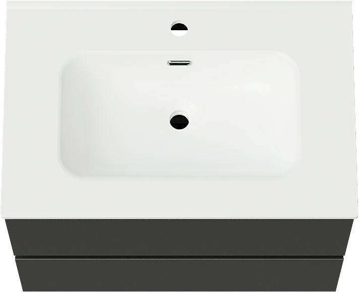 Linie Lado meuble salle de bains suspendu 70 x 46 cm noir mat avec Baro plan simple en porcelaine blanc mat