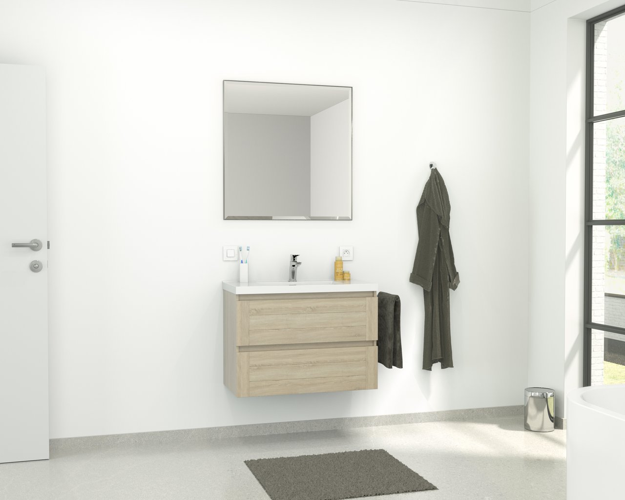 Linie Riflessi rechthoekig badkamerspiegel 78 x 80 cm