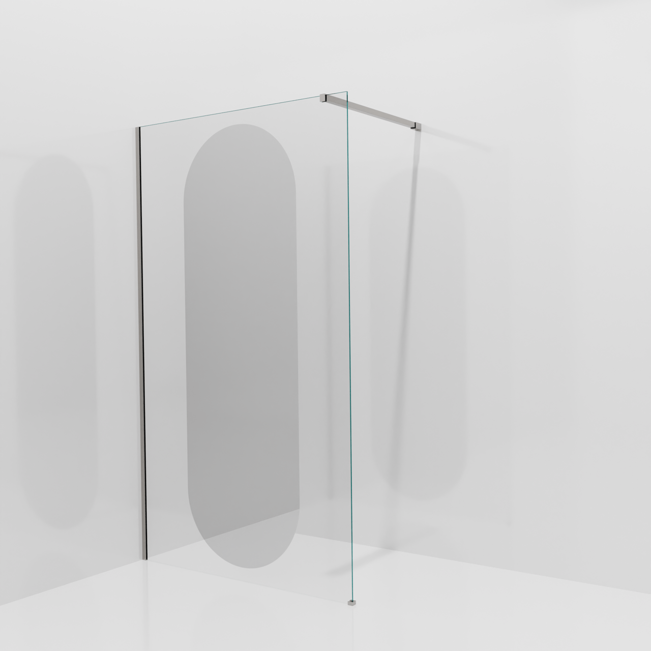 Balmani Modular douche à l'italienne: 120 x 200 cm, Miroir reflex ovale, Profil Brushed Inox