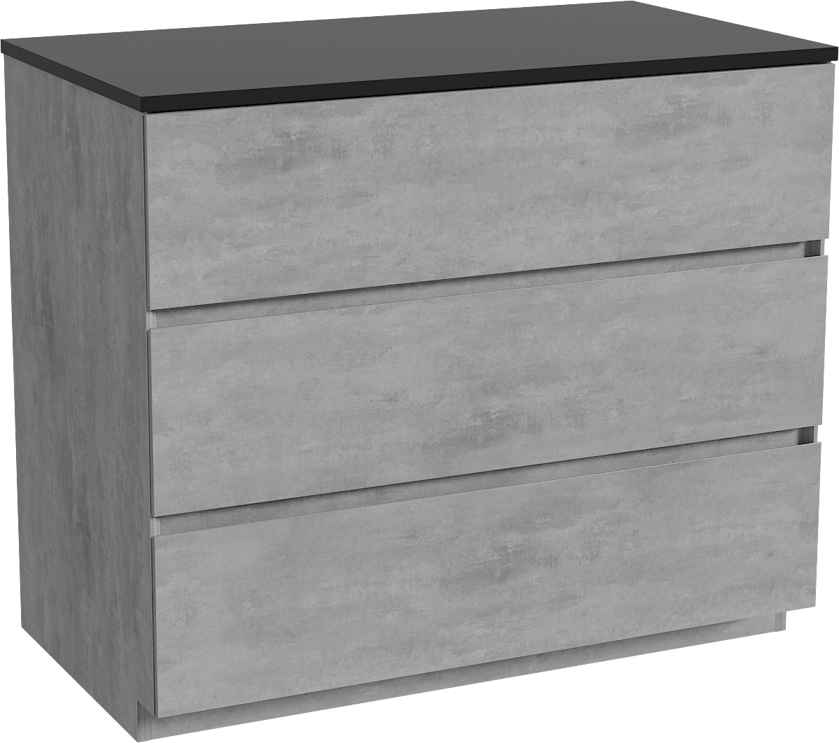 Storke Edge freistehendes Möbelstück Set: 95 x 52 cm, Beton dunkelgrau, mit Panton Einzel Waschtischplatte, Pulverbeschichtetes MDF Schwarz matt