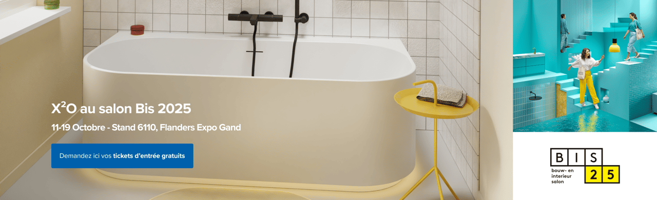 Visuel de campagne pour le salon BIS 2025 avec un décor coloré et des visiteurs qui explorent le salon.