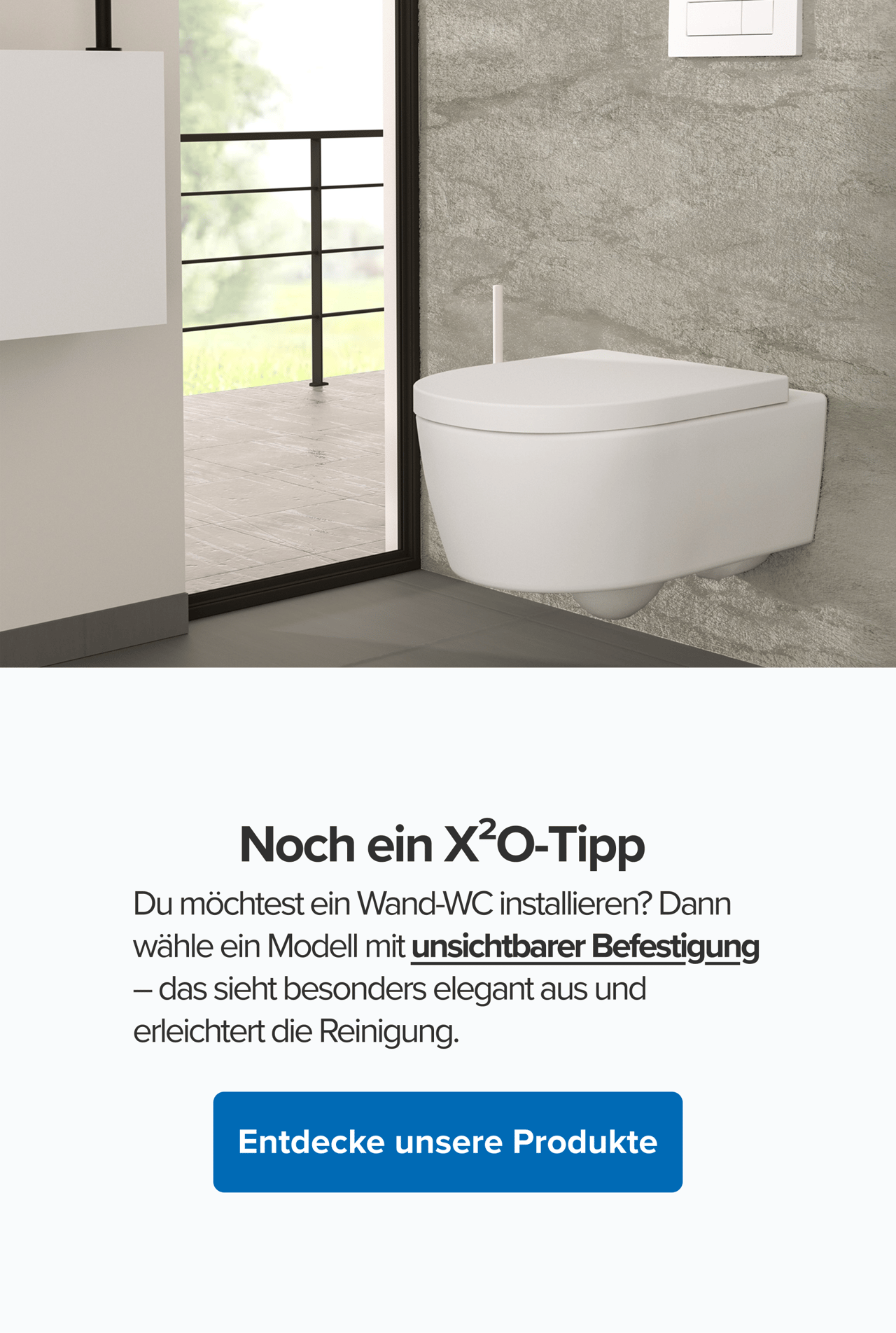 Ein weißes, rundes Wand-WC an einer rauen Betonwand mit passender Bürste – Industrial Style von x²o badkamers.