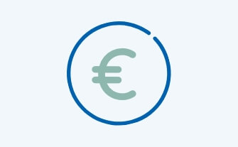 Symbole d'économie avec signe euro dans un cercle, représentant l'efficacité énergétique et la réduction des coûts.
