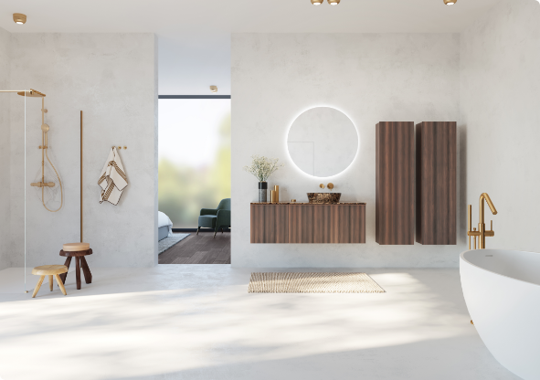 Hout, marmer en Brushed Gold: een classy match