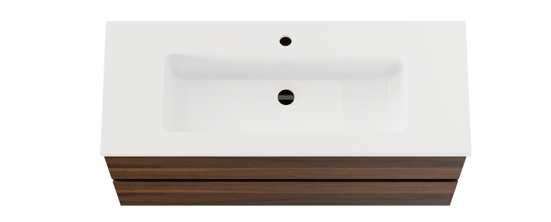 Meuble compact de x²o salles de bains avec lavabo intégré et design épuré sur base suspendue en bois.