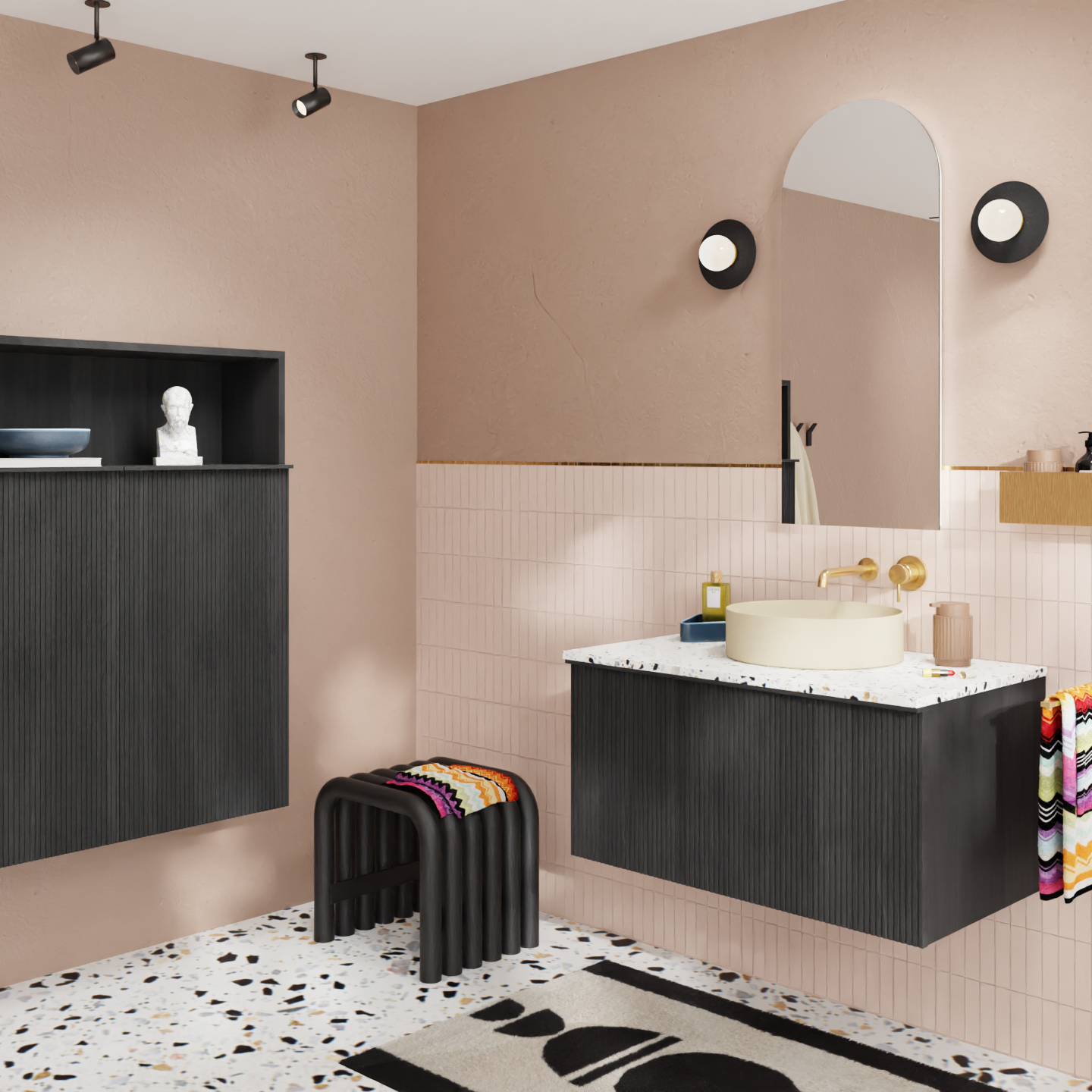 Waschbecken Dusche Spiegel